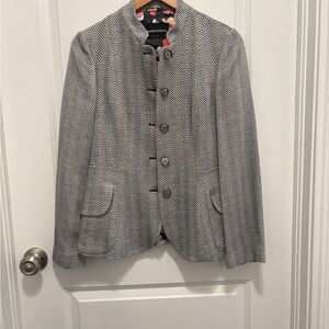 Emporio Armani Black and White Herringbone Blazer